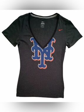 New York Mets MLB Nike Slim Fit Black Tee, Size S